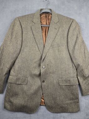Jos A Bank 44R Brown Tweed Wool Cashmere Mens Blazer Suit Jacket Sport Coat